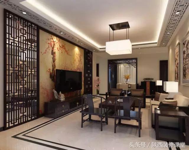 中式无主灯客厅吊顶效果图,80平客厅法式吊顶