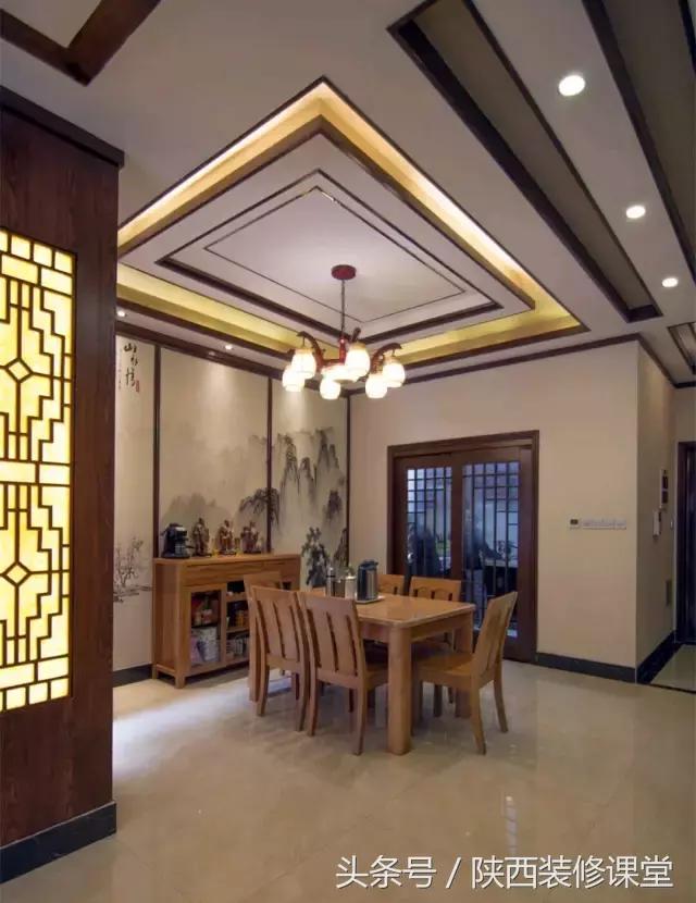 中式无主灯客厅吊顶效果图,80平客厅法式吊顶