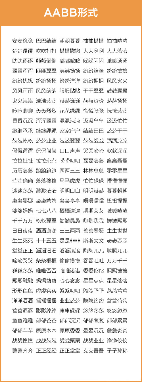 成语AABB大全,成语汇总aabcabcc