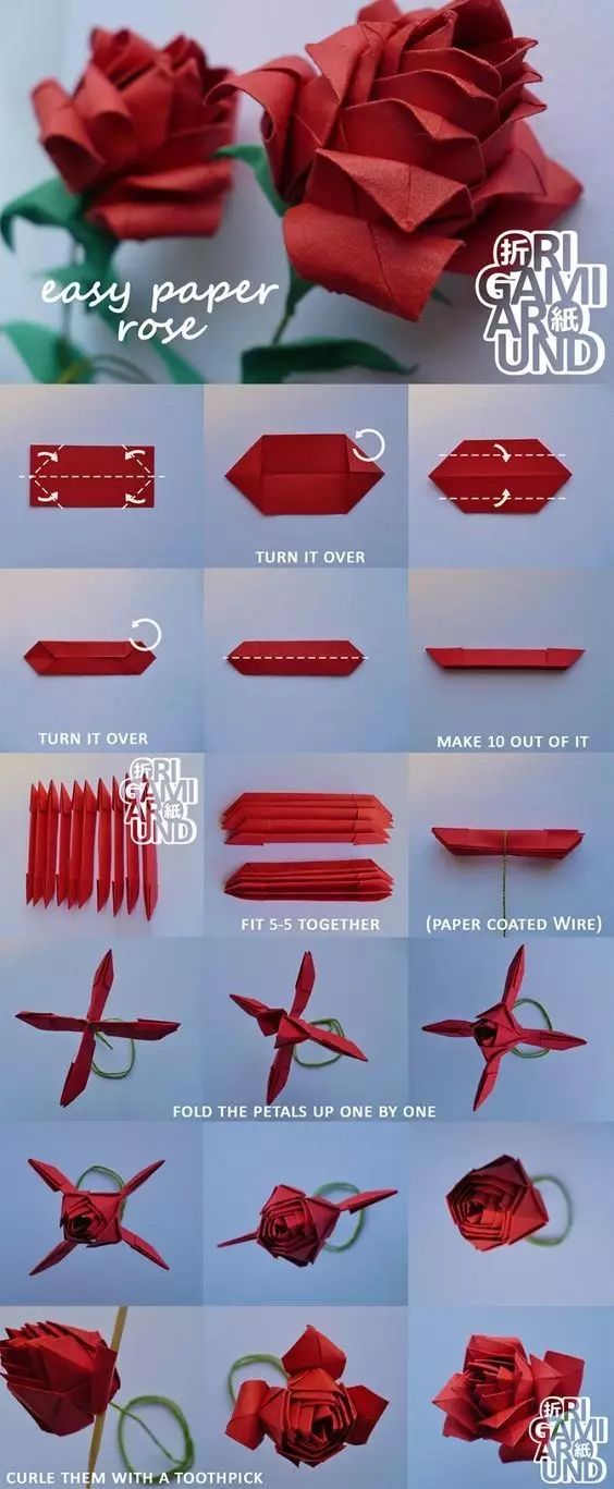 怎么折气球玫瑰花简单折法,小学生简单玫瑰花折法4步