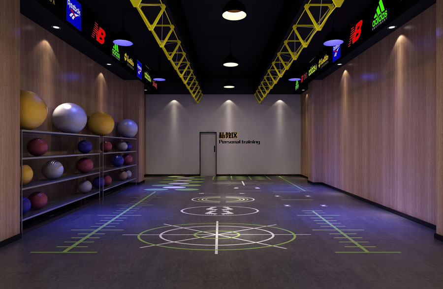 健身会所健身房设计案例效果图