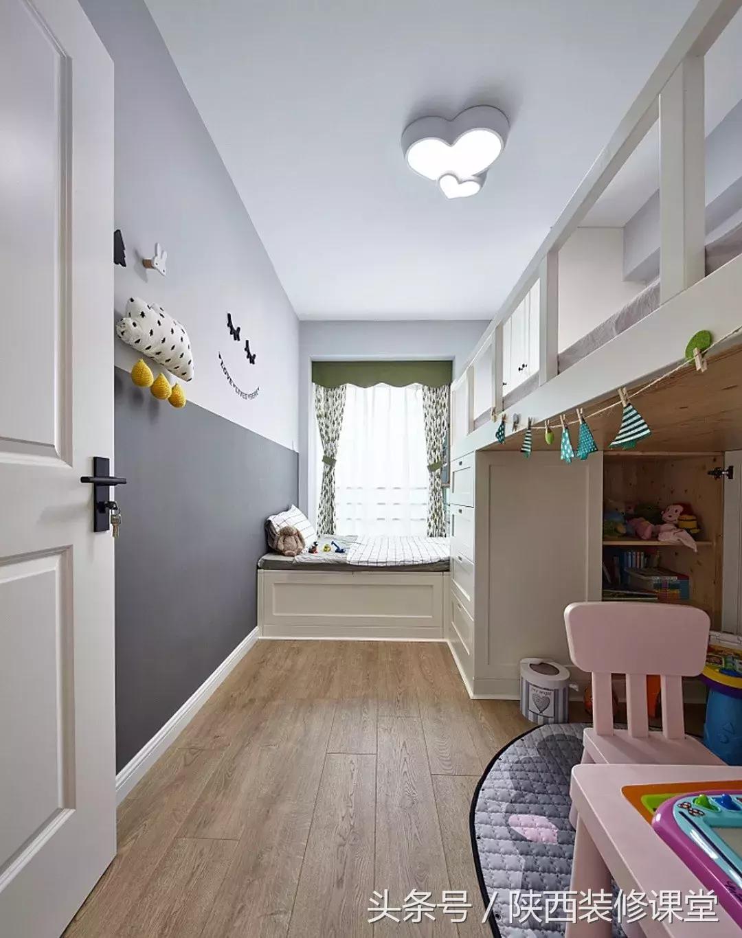 儿童房上床下桌一体效果图,30平小户型上床下桌