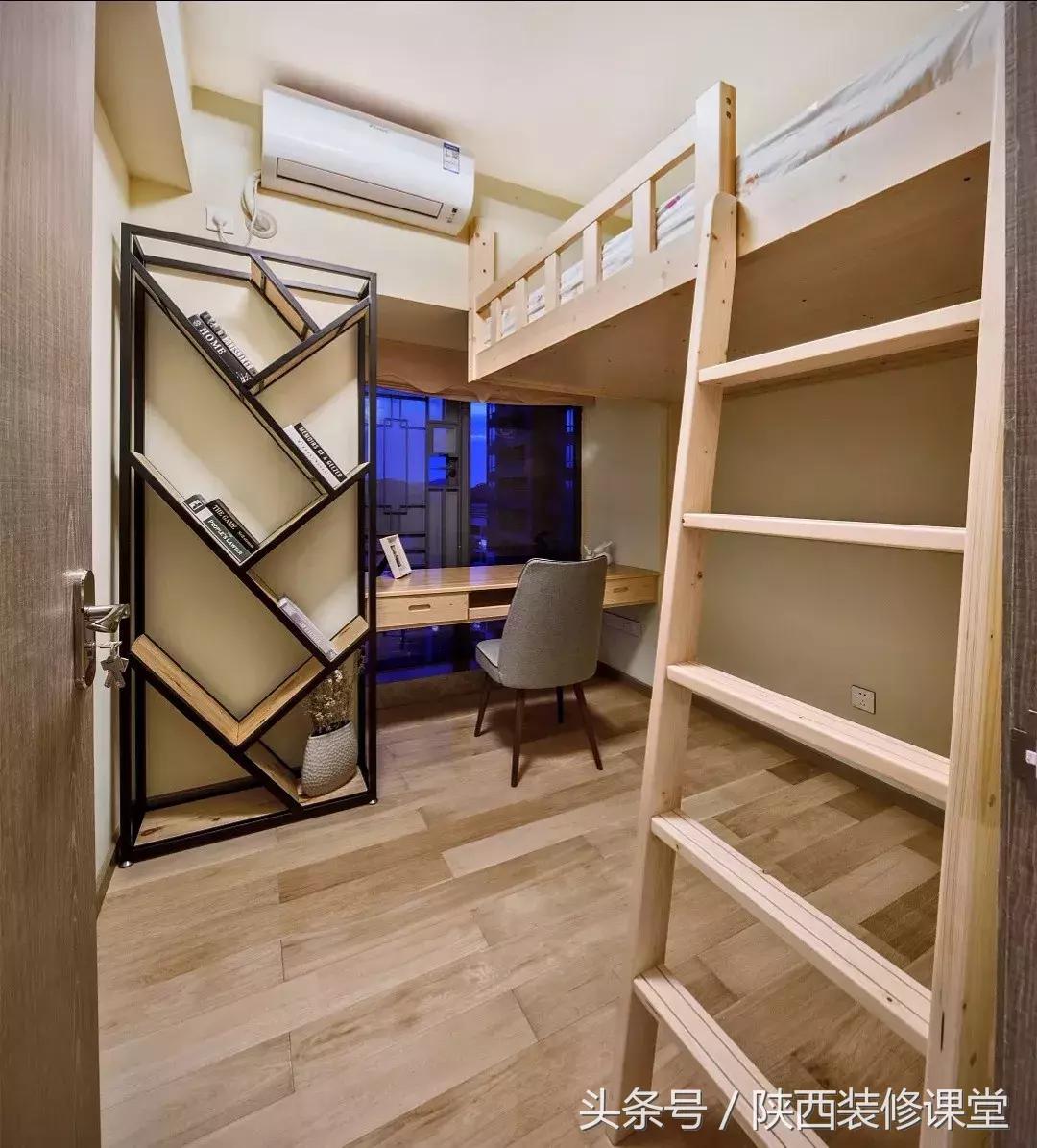 儿童房上床下桌一体效果图,30平小户型上床下桌