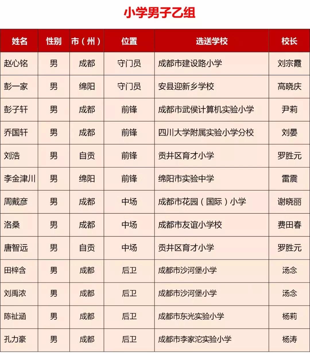四川省青少年校园足球,四川足球省队青少年名单