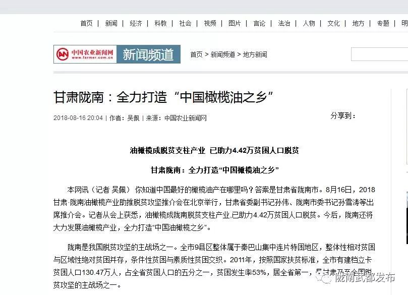 陇南武都橄榄产业发展,陇南油橄榄产业