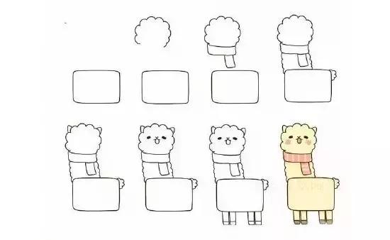 简笔画用长方形画的图,三角形圆形长方形正方形拼小动物