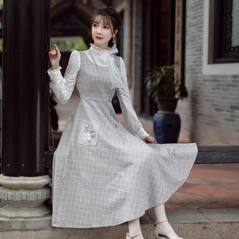 新中式复古连衣裙国风高级感,宫廷连衣裙复古宫廷风