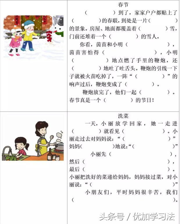 看图写话练习加答案,一年级看图写话填空式训练推荐