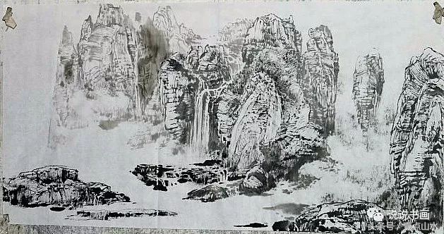 一整幅山水画画法教学a4纸,泼墨山水画技法竖幅