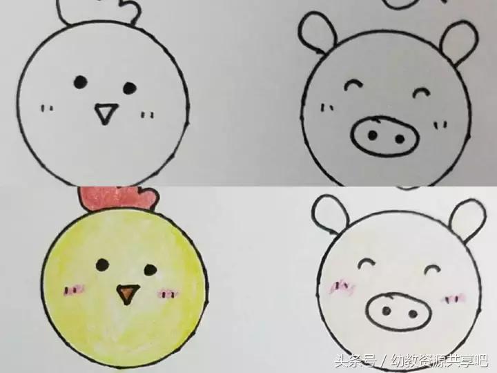 圆形能画出什么图案简笔画,圆形简笔画100个物品