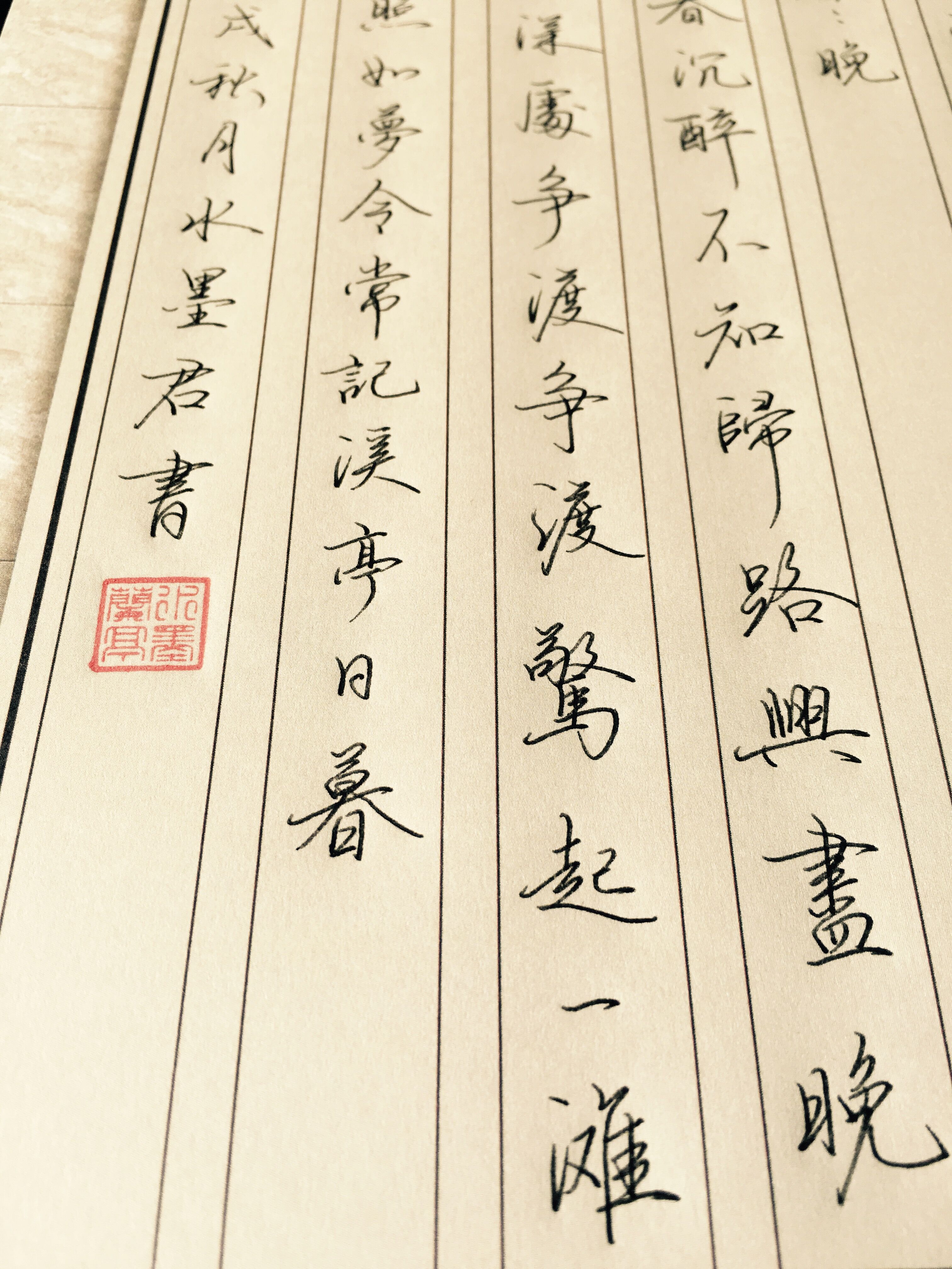 李清照宋词钢笔字帖,李清照经典诗词钢笔字作品欣赏