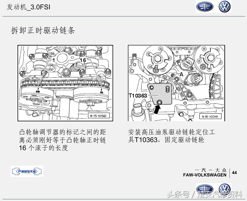 迈腾三代正时链条正确安装方法,迈腾3.0v6发动机正时链条怎么拆