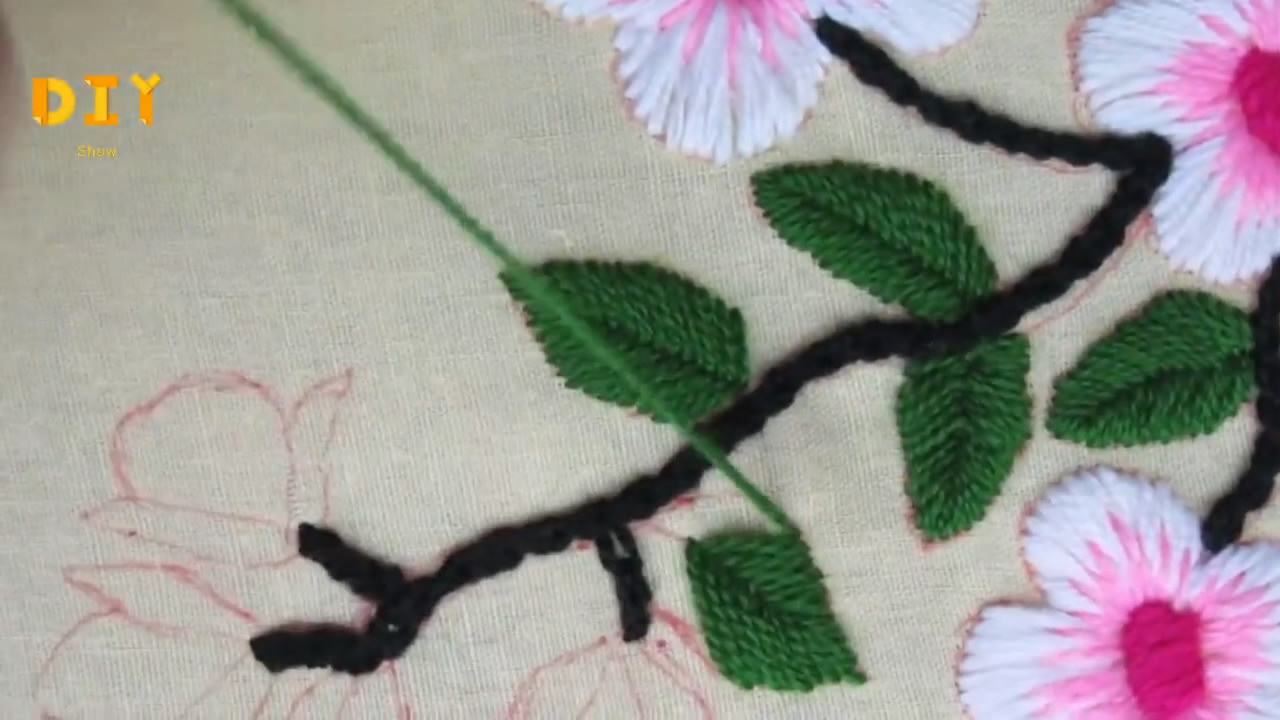 简单的樱花刺绣图,樱花刺绣教程