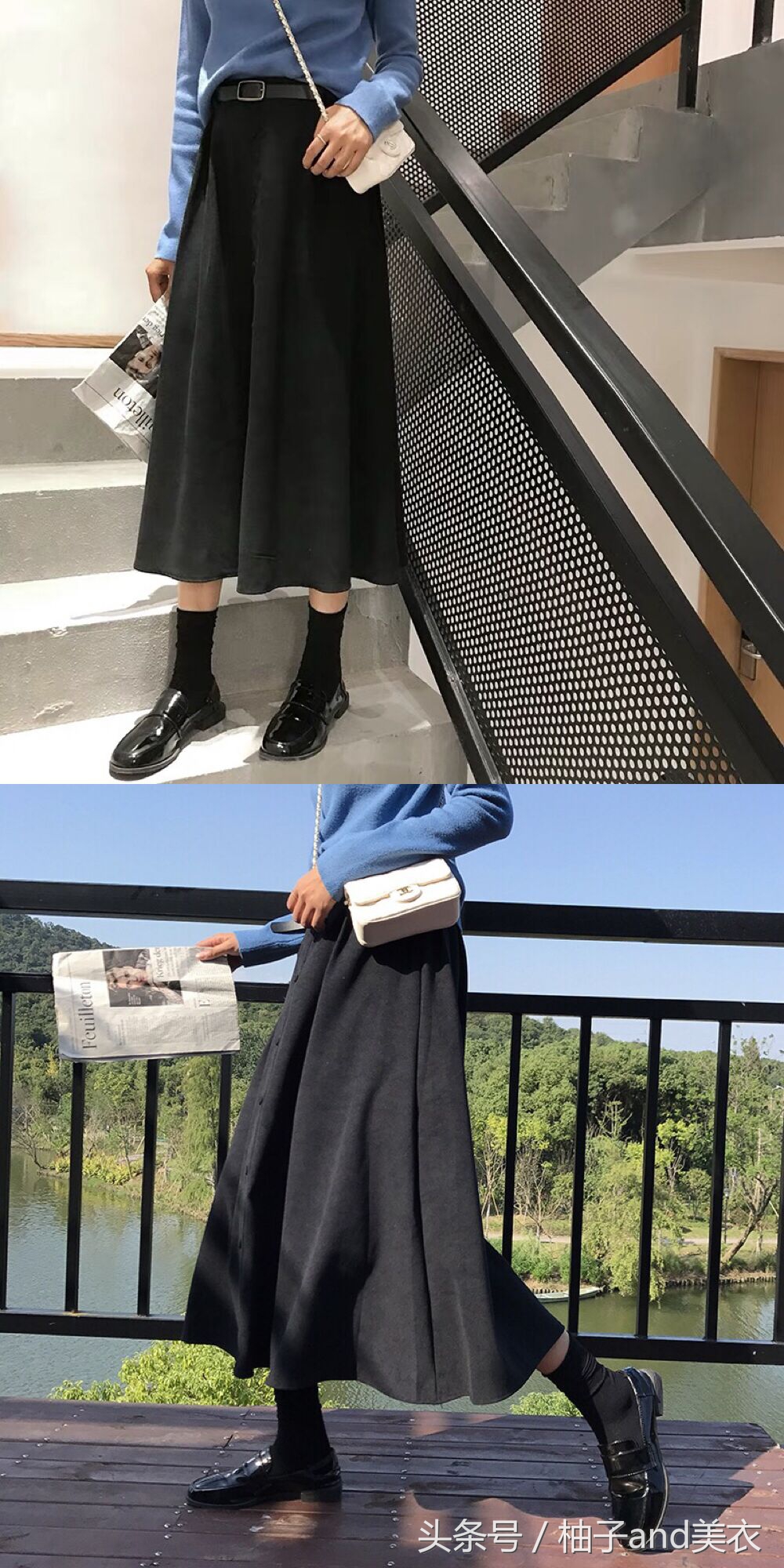 各种针织衫和半裙的搭配方式,针织衫半裙微胖