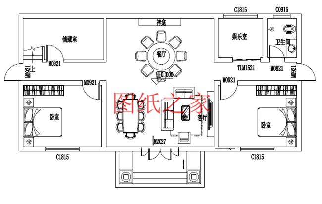 两开间二层中式别墅宅基地不规整,适合宅基地大的两层别墅