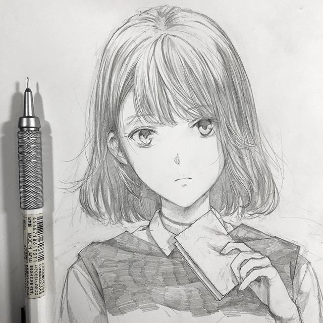 铅笔画动漫人物插画高难度,手绘铅笔画人物动漫古风