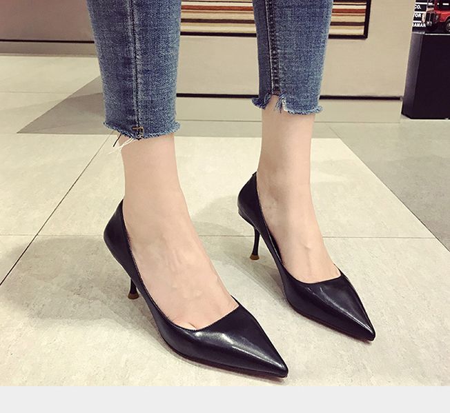 12厘米尖头细高跟薄底高跟鞋,尖头细高跟鞋简单好看