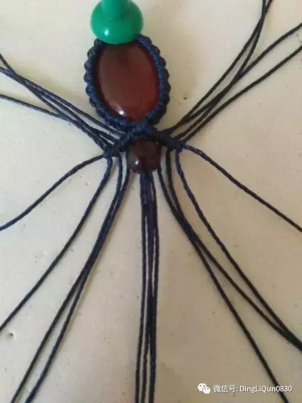 绳编宝石吊坠教程,石头吊坠穿珠子编绳教程