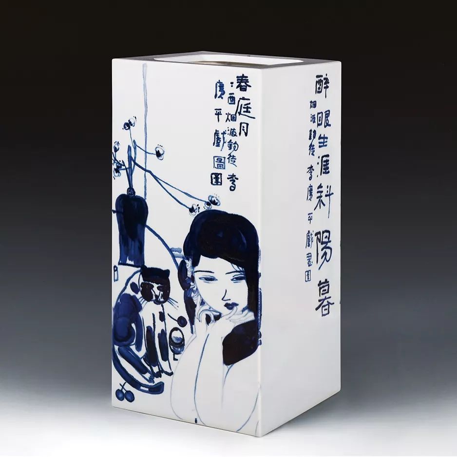 古涧一枝梅,梅兰竹菊手绘釉上彩瓷板画