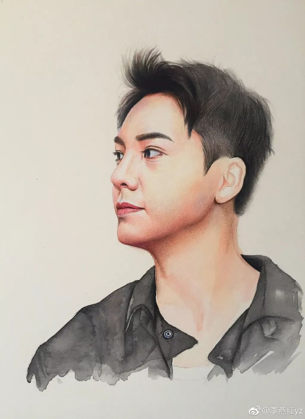 蔡徐坤的蓝玫瑰彩铅简笔画,彩铅画蔡徐坤蓝玫瑰