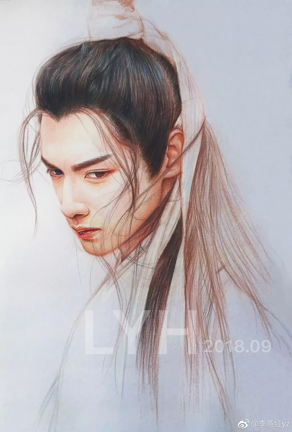 蔡徐坤的蓝玫瑰彩铅简笔画,彩铅画蔡徐坤蓝玫瑰