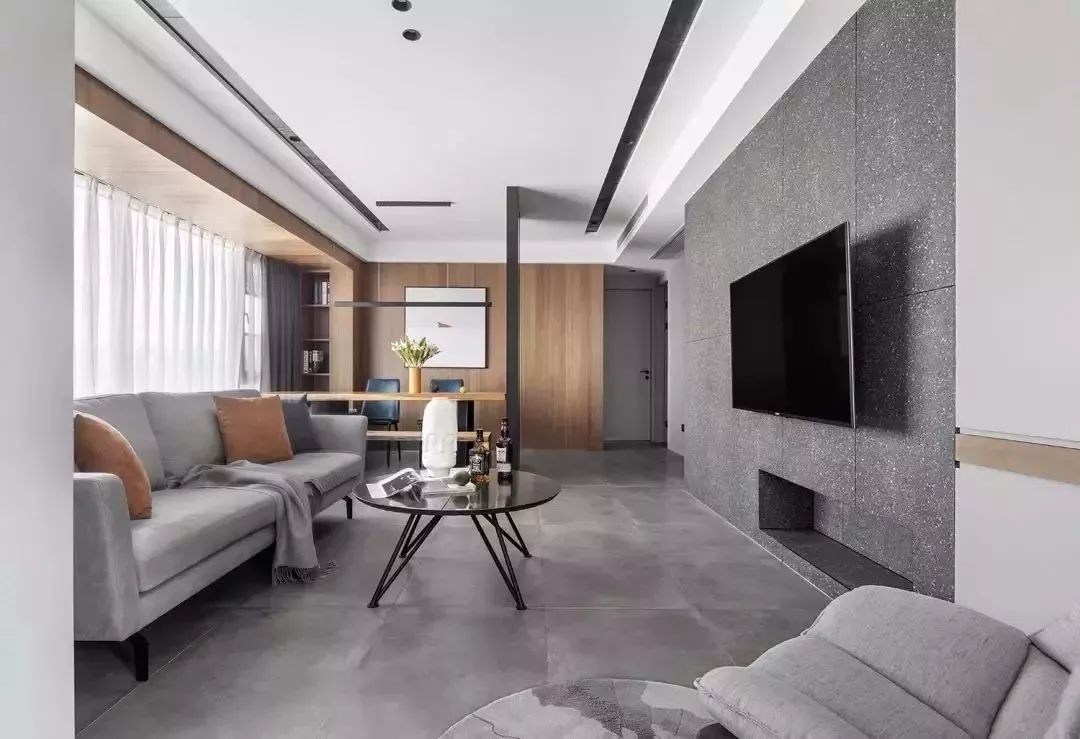 灰色哑光地砖800*800铺贴效果,暖灰色地砖装修效果图现代简约