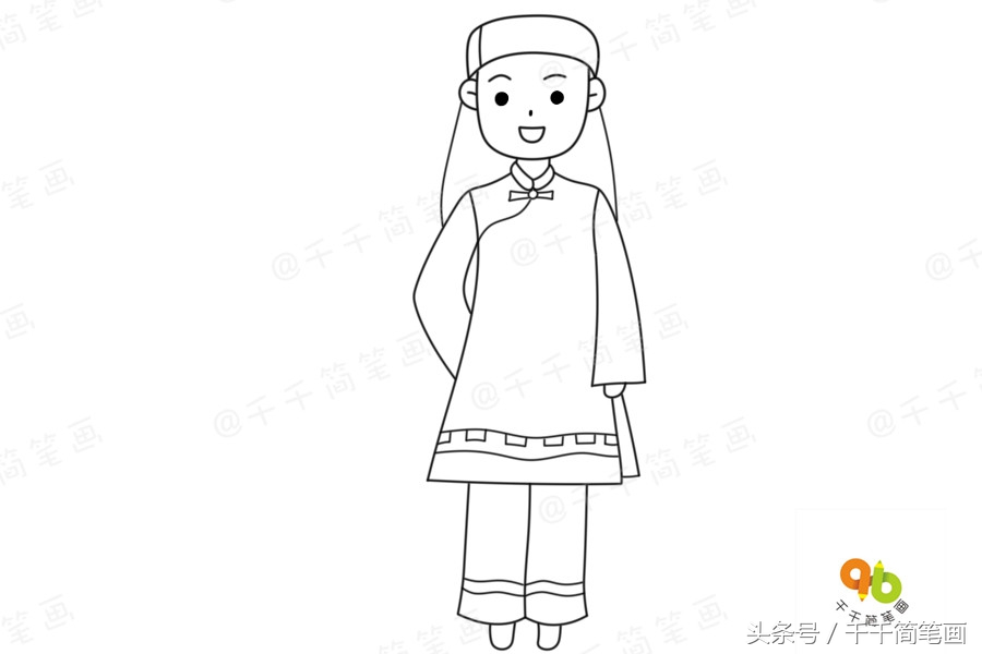 少数民族简笔画服饰怎么涂色,最具代表的民族服饰简笔画