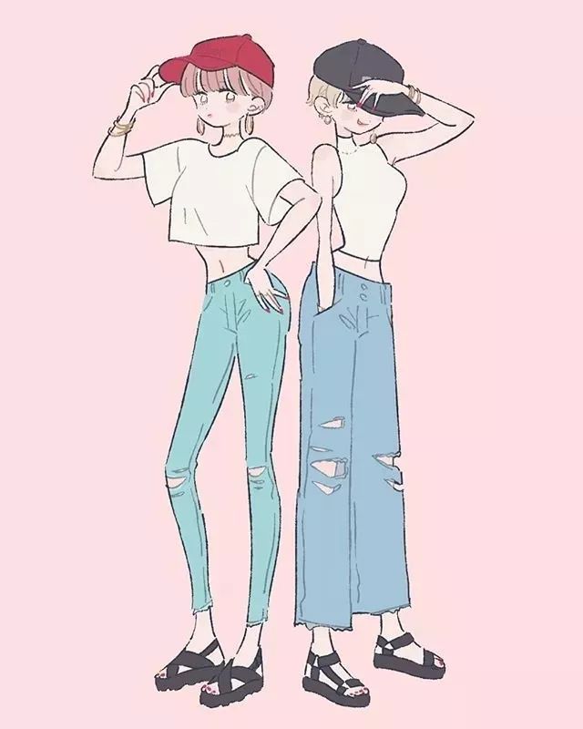 手绘漫画人物的衣服搭配,日系春季搭配手绘漫画