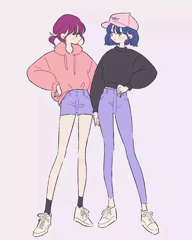 手绘漫画人物的衣服搭配,日系春季搭配手绘漫画