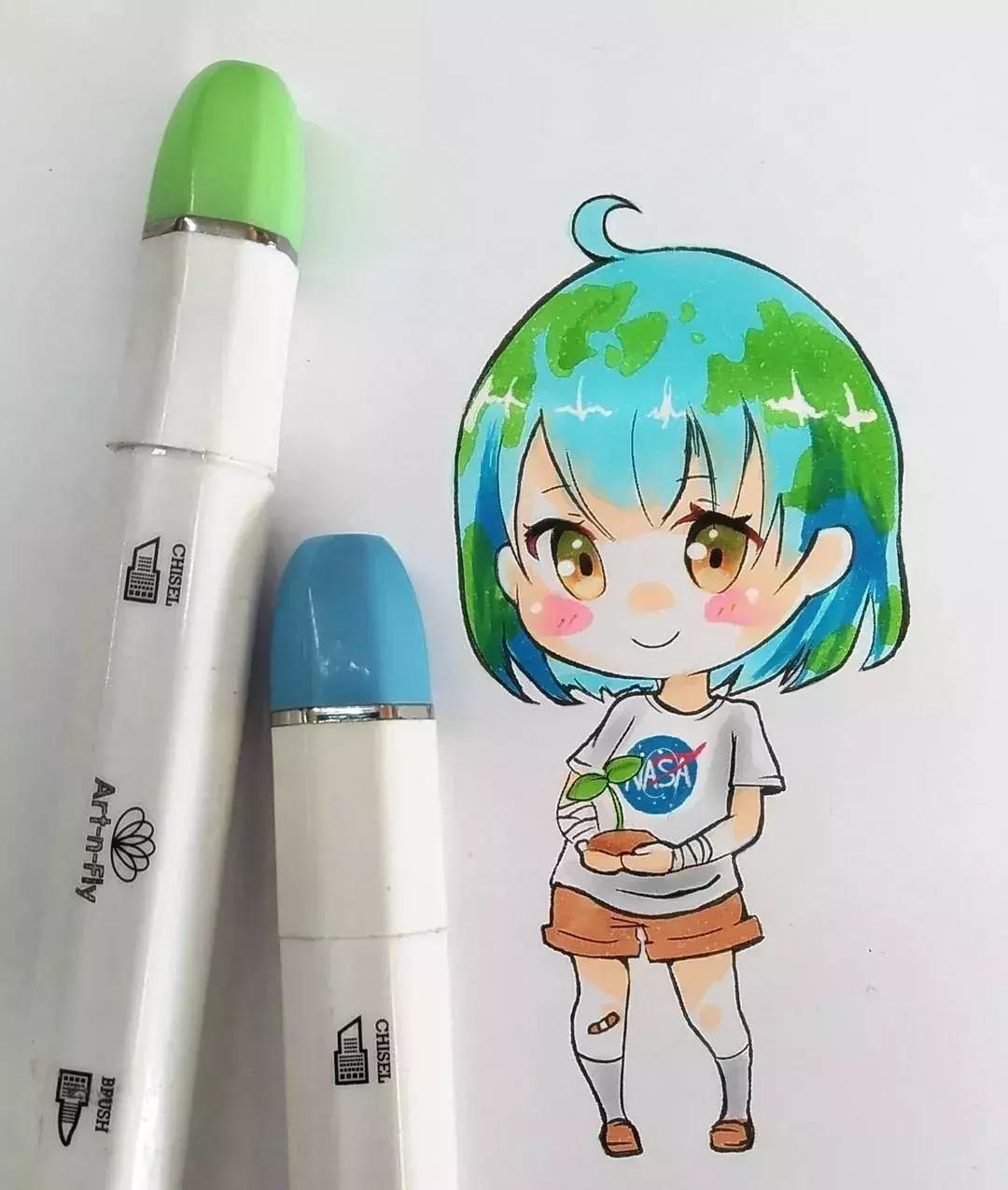 可爱动漫人物手绘马克笔,马克笔好看的动漫人物