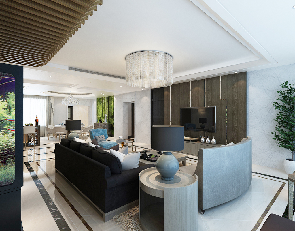 御景新世界小户型,新中式半岛别墅设计