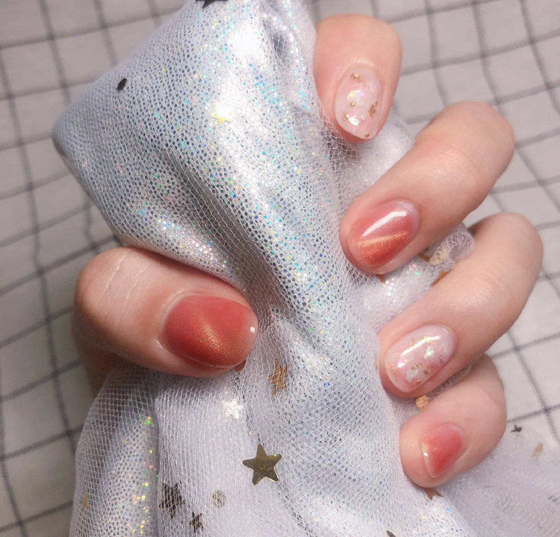 简单晕染美甲教程腮红黄皮,美甲网红款红色日系晕染