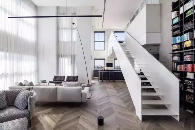 新中式挑空客厅极简风格,意式极简挑空客厅效果图