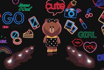 布朗熊可妮兔搞怪版,布朗熊与可妮兔网红打卡