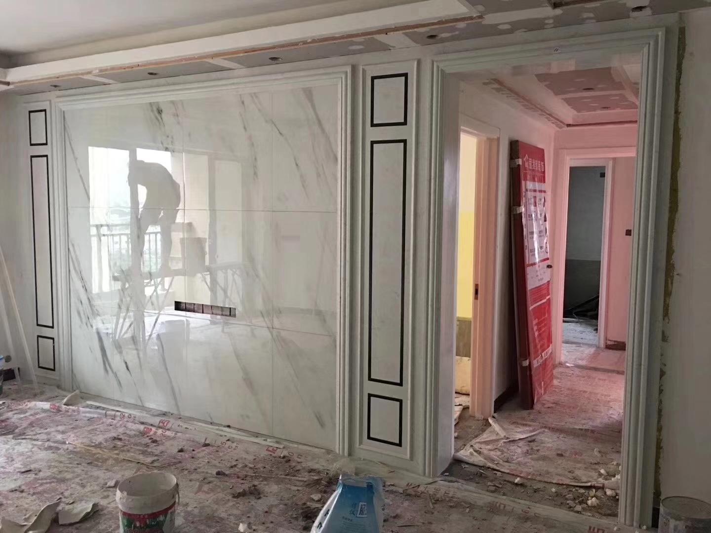 金属线造型电视背景墙,隐形门背景墙加金属线效果