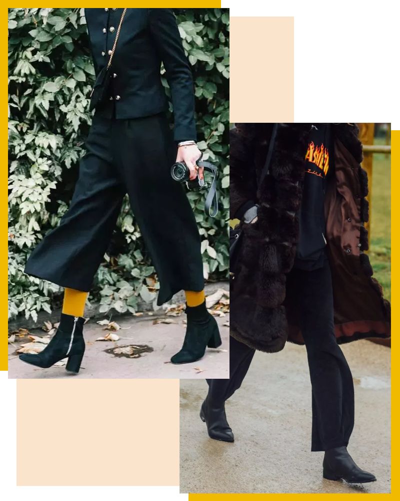 马丁靴+小黑裤,冬日保暖显高CP