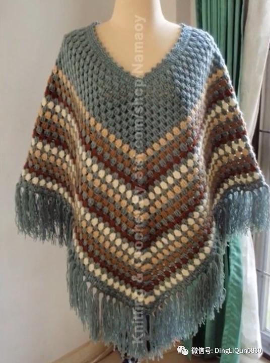 斗篷披肩钩花图样,针织披肩花样图片大全