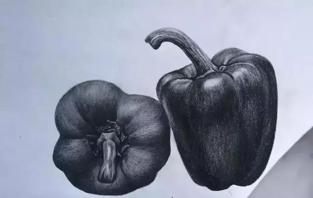 素描彩铅蔬菜画,蔬菜素描画法步骤图