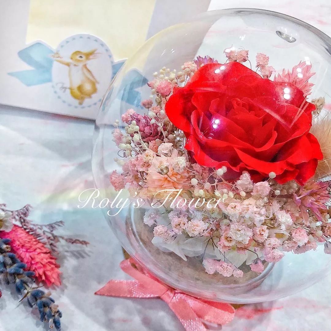 新款永生花玻璃罩,玻璃罩永生花手工diy制作