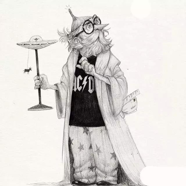 画动漫人物黑白插画素描,看似荒诞而有创意的素描插画