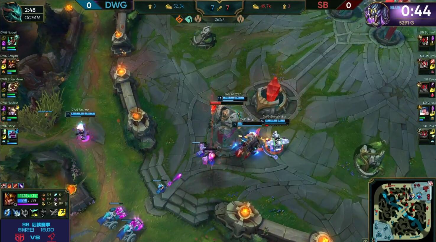 SB上野疯狂军训Nuguri，DWG双C齐发力成功翻盘SB