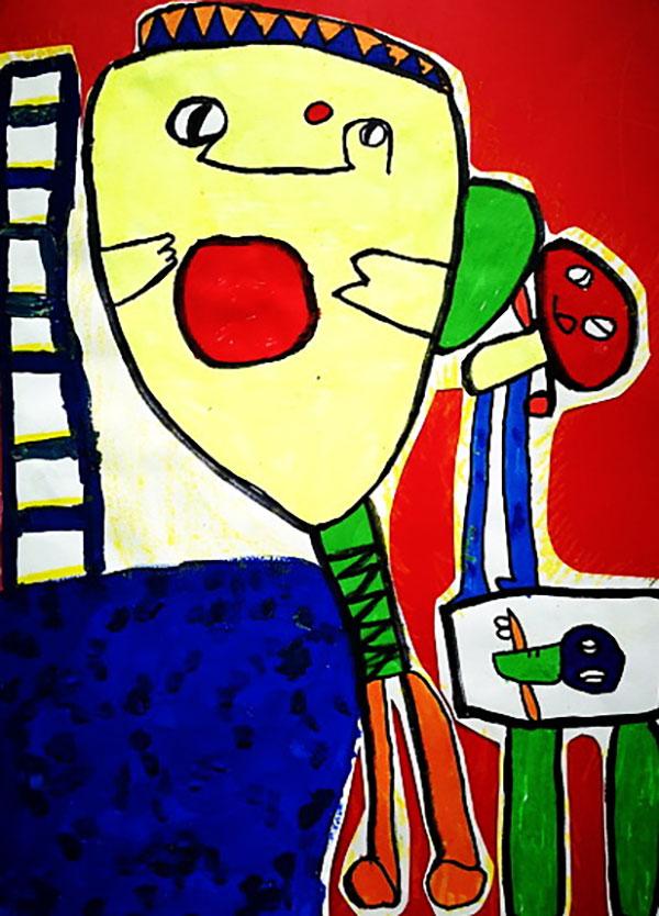 幸福小康美好童年主题儿童画,儿童画记录美好生活