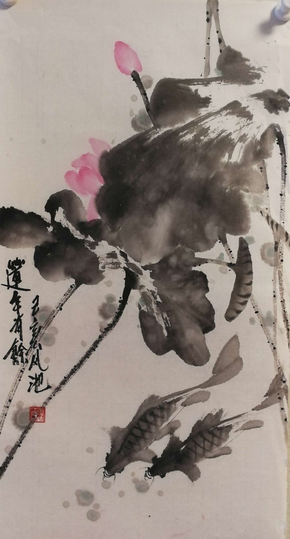 浦上生绿烟，波底荡红云，画家刘凤池水墨荷花别样红