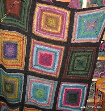 棒针编织漂亮的方块毯子,编织毯子棒针花样左右交叉