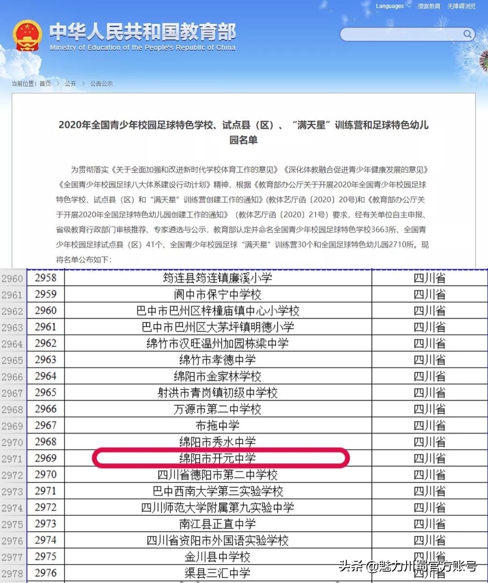 绵阳开元中学喜报,绵阳校园足球特色学校