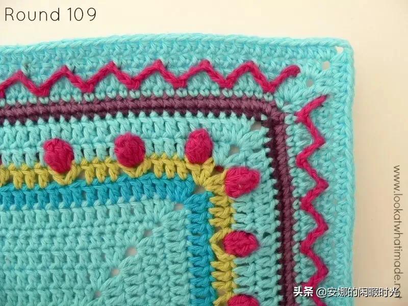 曼陀罗毯子编织教程,苏菲花园曼陀罗毯子钩法高清图解