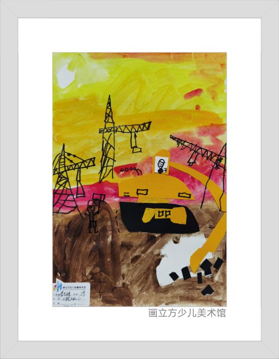 工程车模型儿童美术作业,少儿美术工程车