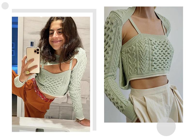 袖套毛衣时尚,最近很火的袖套毛衣蓝色