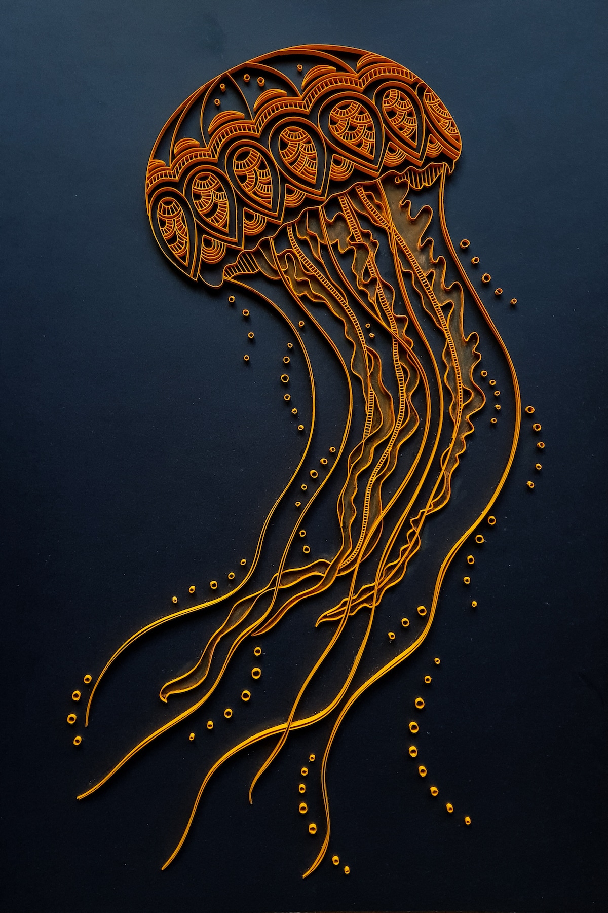 衍纸画梵高星空高清大图,梵高星空衍纸浮雕