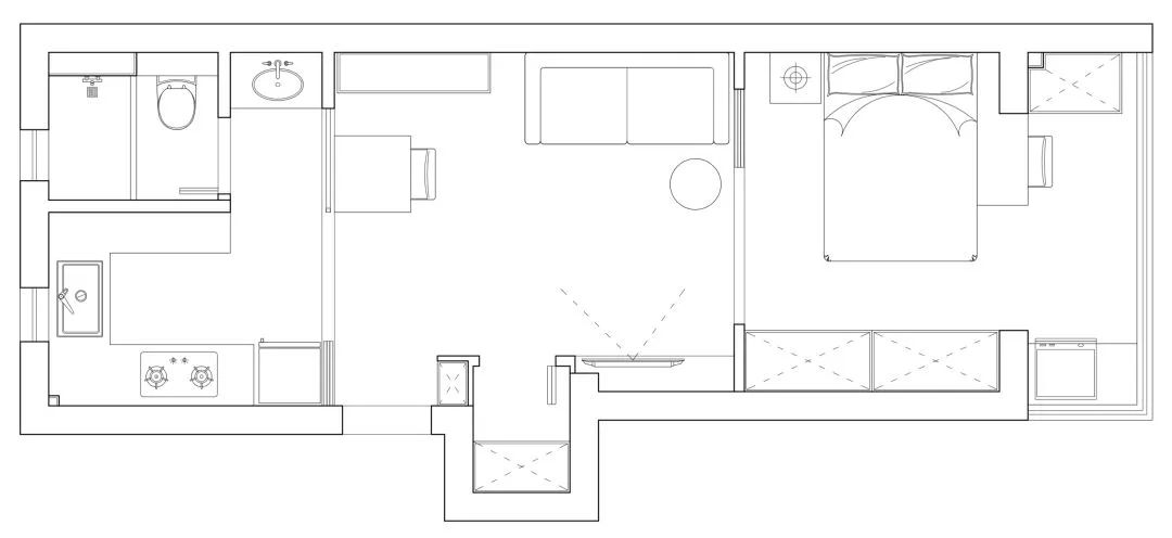 公寓玻璃隔断效果图大全,30平落地窗小公寓装修隔断